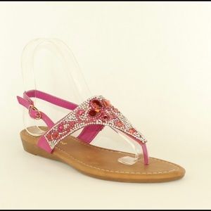 Flat bedazzled sandals